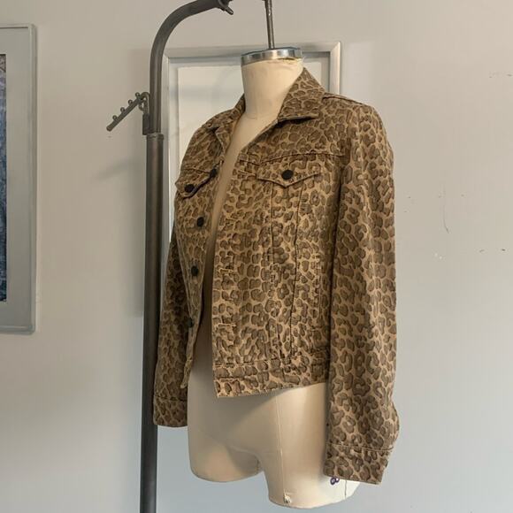 Lucky Brand Tomboy Trucker Leopard Print Jacket Denim Animal Print XS Women’s - Picture 3 of 6